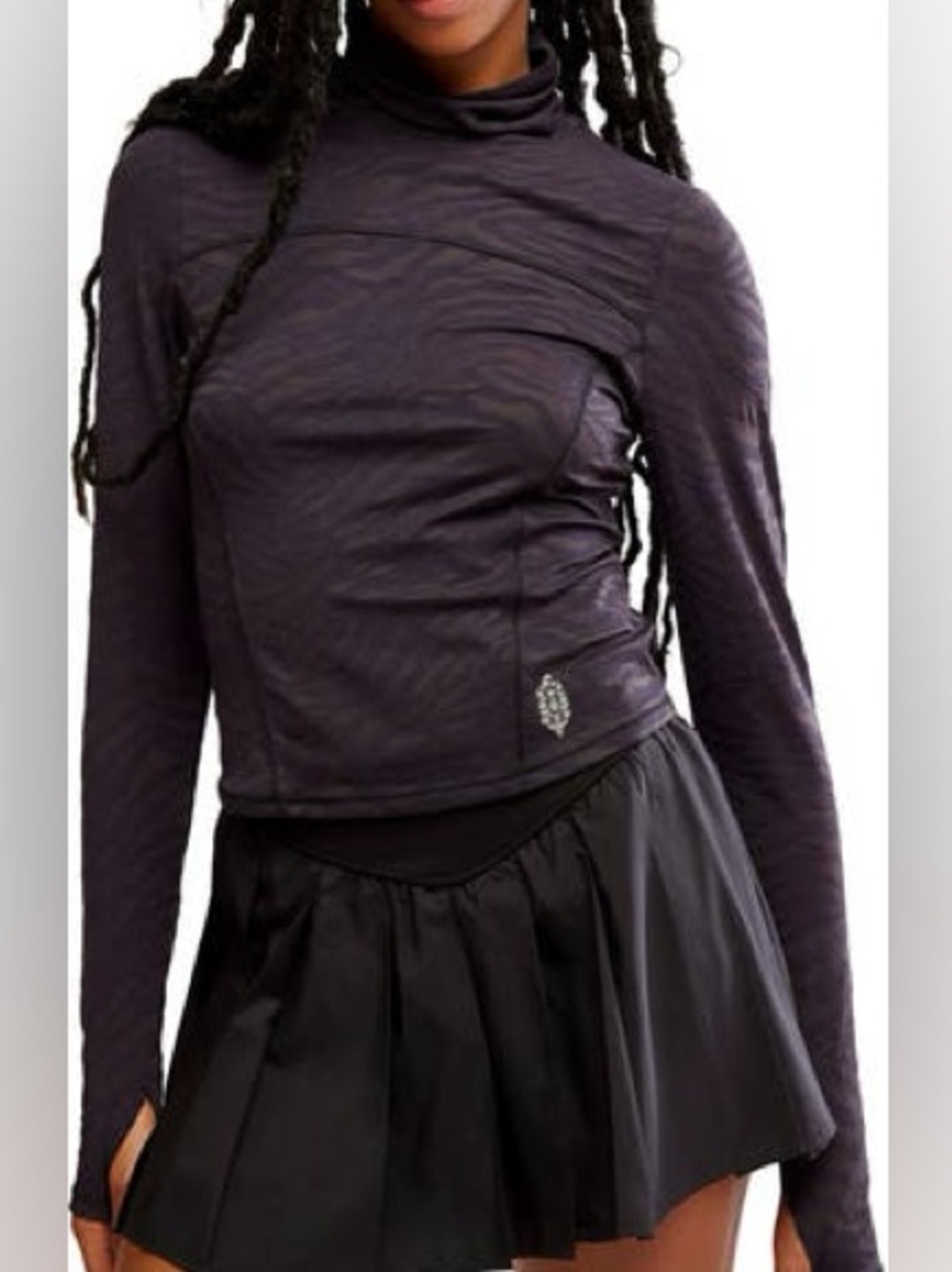 Free People FP Movement Acclimate Jacquard Turtleneck XS Animal Print